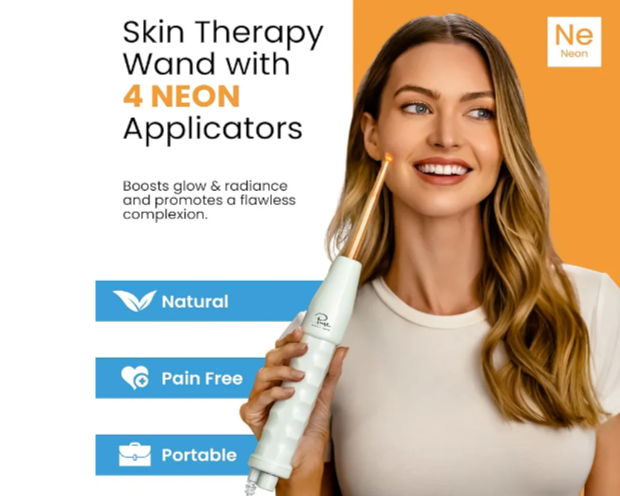 NuDerma - Máquina portátil de terapia de piel, con neón, antienvejecimiento, estiramiento de la piel, reducción de arrugas, círculos oscuros, aclaración.